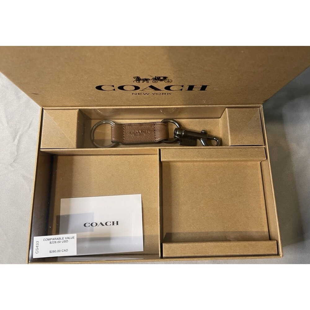 COACH LEATHER BROWN Restored Trigger Snap Key Fob KEYRING KEYCHAIN